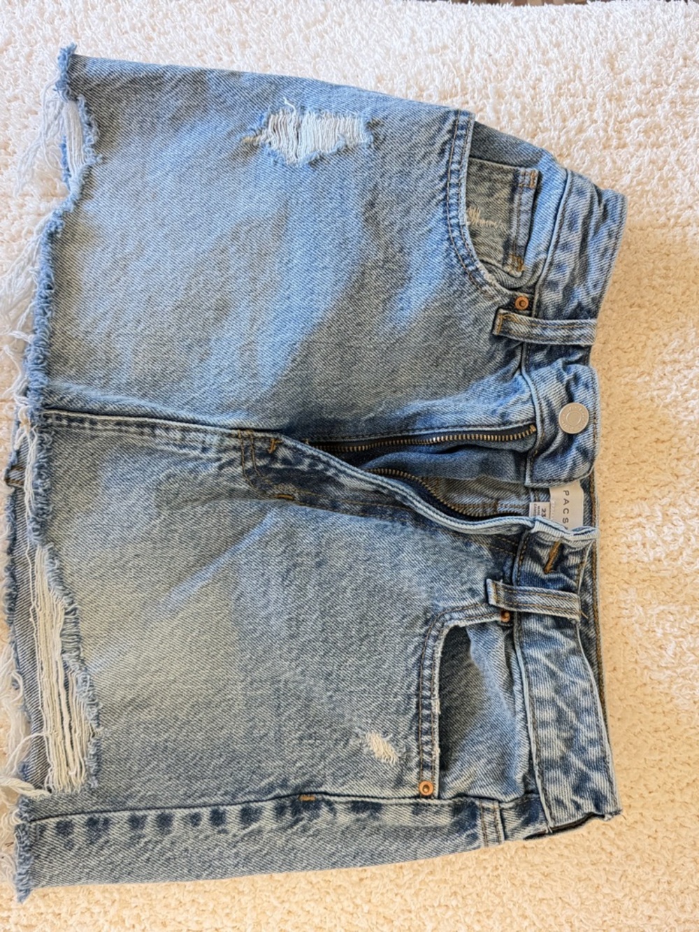 PacSun Light Blue Distressed Denim Mini Skirt